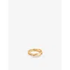 Astrid & Miyu Womens Rhodiumplatedsilver Molten Illusion 18ct Yellow-gold Plated Sterling-silver And Pearl Ring In Gold