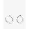 Astrid & Miyu Womens Rhodiumplatedsilver Molten Orbit Small Rhodium-plated Sterling-silver Hoop Earrings In Silver