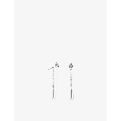Astrid & Miyu Womens Rhodiumplatedsilver Opal Charm Rhodium-plated Sterling-silver And Nano-gem Drop Earrings