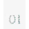 Astrid & Miyu Womens Rhodiumplatedsilver Opal Pear Bezel Rhodium-plated Sterling-silver And Nano-gem Hoop Earrings In Silver