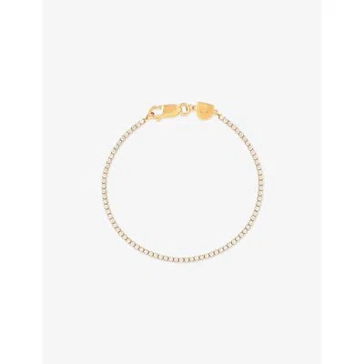 Astrid & Miyu Womens 18ctgoldplatedbrass Tennis Chain 18ct Gold-plated Brass And Cubic Zirconia Bracelet