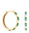 Astrid & Miyu Yellow Gold And Emerald Baguette Hoop Earrings In Gold