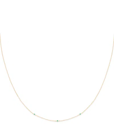 Astrid & Miyu Yellow Gold And Emerald Charm Necklace