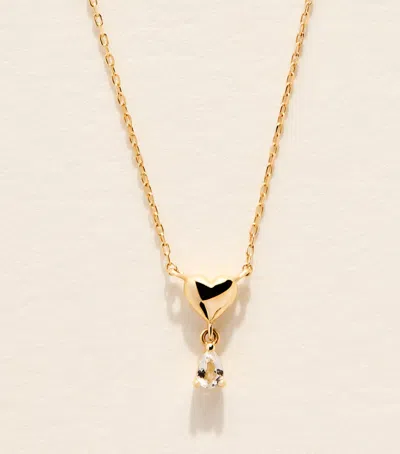 Astrid & Miyu Yellow Gold And Topaz Heart Necklace