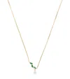 Astrid & Miyu Yellow Gold, Diamond And Emerald Necklace In Gold
