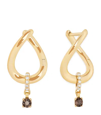 Astrid & Miyu Yellow Gold, Diamond And Quartz Molten Hoop Earrings