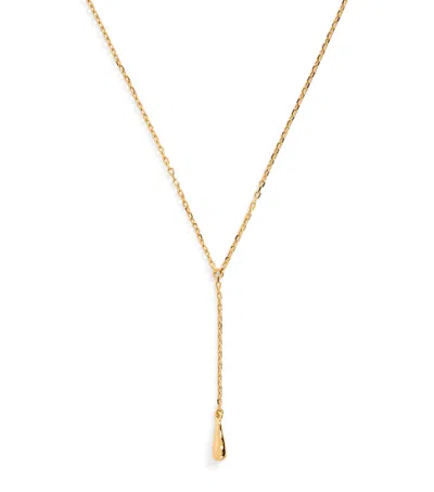 Astrid & Miyu Yellow Gold Molten Charm Lariat Necklace