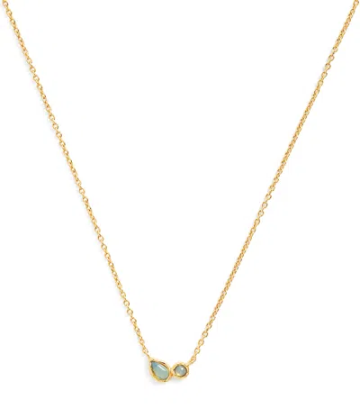 Astrid & Miyu Yellow Gold Opal Cluster Charm Necklace