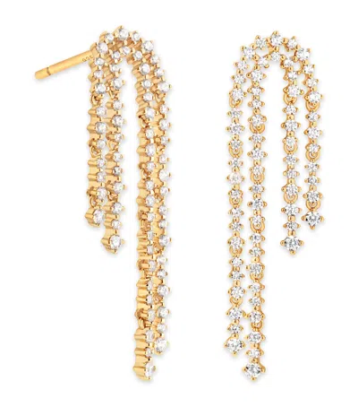 Astrid & Miyu Yellow Gold-plated Silver And Crystal Scatter Drop Earrings