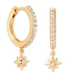 Astrid & Miyu Yellow Gold-plated Silver And Crystal Twilight Star Hoop Earrings In Gold