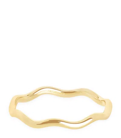 Astrid & Miyu Yellow Gold Wave Ring In Red