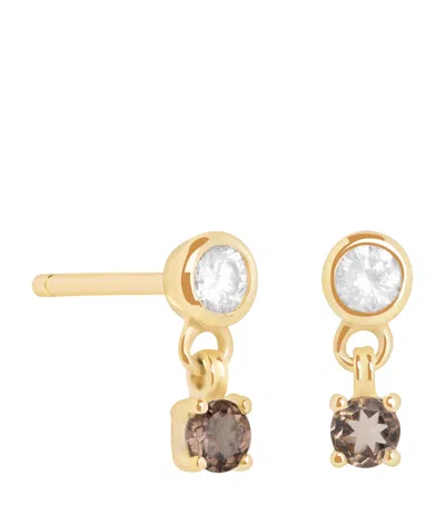 Astrid & Miyu Yellow Gold-plated Charm Stud Earrings