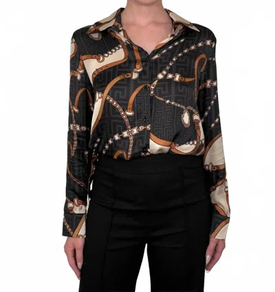 Astrid Button-down Woven Shirt In Black In Multi