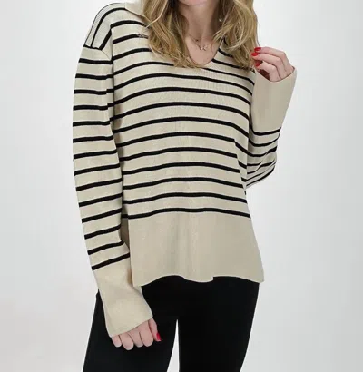 Astrid Cammie Striped Sweater In Off White Stripes