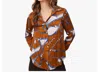 Astrid Chain Button Down Blouse In Brown Hermes In Brown