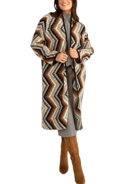 Astrid Combo Knit Cardigan In Blue