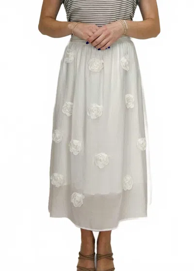 Astrid Falling For You Midi Skirt In White In Neutral