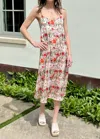 Astrid Garden Print Spaghetti Strap Dress In Pink Floral In Multi