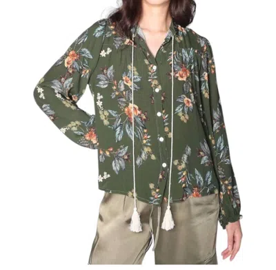 Astrid Green Garden Top In Multi