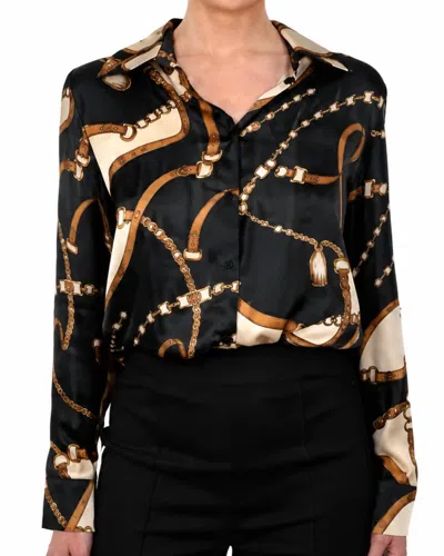 Astrid Horsebit Button Down Woven Shirt In Black