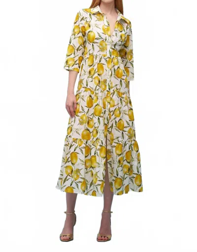Astrid Lemon Print Woven Maxi Dress In White/yellow In Multi