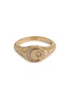 Astrid & Miyu Cosmic 18kt Gold-plated Signet Ring In Gold
