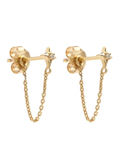 Astrid & Miyu Cosmic Star Chain 18kt Gold-plated Stud Earrings
