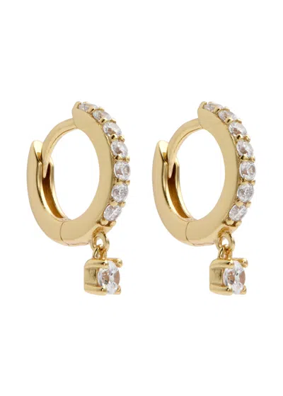 Astrid & Miyu Crystal Charm 18kt Gold-plated Hoop Earrings