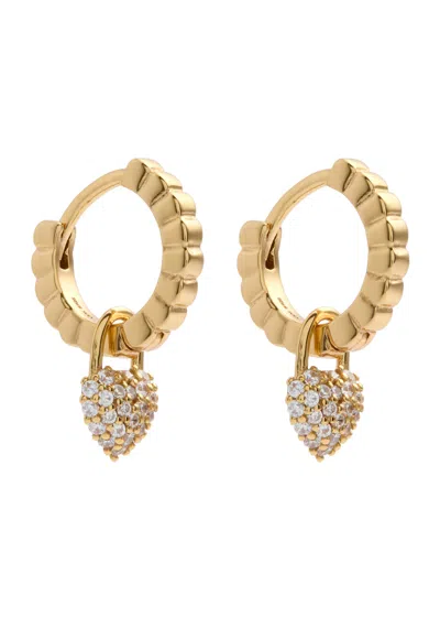 Astrid & Miyu Heart Pavé Charm 18kt Gold-plated Hoop Earrings