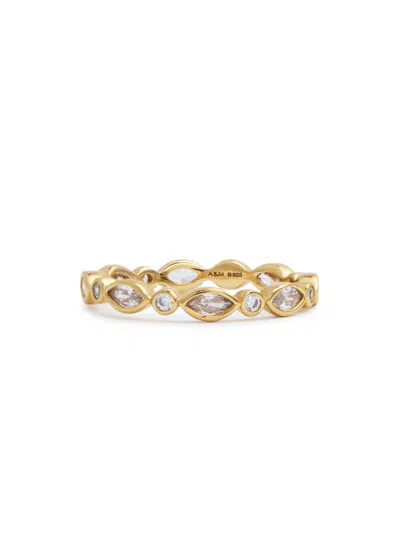 Astrid & Miyu Navette Crystal 18kt Gold-plated Ring