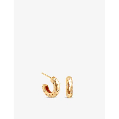 Astrid & Miyu Cosmic Star 18ct Yellow Gold-plated Recycled Sterling-silver And Cubic Zirconia Hoop Earrings In 18ct Gold