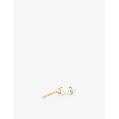 Astrid & Miyu Crystal Pear 18ct Yellow Gold-plated Recycled Sterling-silver And Cubic Zirconia Stud Earrings In 18ct Gold
