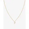Astrid & Miyu Womens  'f' Initial Cubic-zirconia 18ct Gold-plated Recycled Sterling-silver Necklac In 18ct Gold