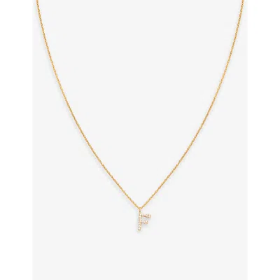 Astrid & Miyu Women's 18ct Gold 'f' Initial Cubic-zirconia 18ct Gold-plated Recycled Sterling-silver