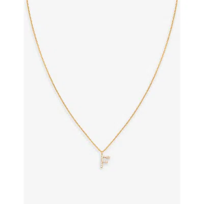 Astrid & Miyu Womens  'f' Initial Cubic-zirconia 18ct Gold-plated Recycled Sterling-silver Necklac