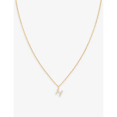 Astrid & Miyu Women's 18ct Gold 'h' Initial Cubic-zirconia 18ct Gold-plated Recycled Sterling-silver