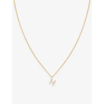 Astrid & Miyu Women's 18ct Gold 'h' Initial Cubic-zirconia Gold-plated Recycled Sterling-silver Neck