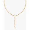 Astrid & Miyu Infinite Rhodium-plated Recycled Sterling-silver And Freshwater-pearl Lariat Necklace In 18ct Gold