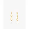 Astrid & Miyu Infinite 18ct Yellow Gold-plated Recycled Sterling-silver And Freshwater-pearl Drop Earrings In 18ct Gold