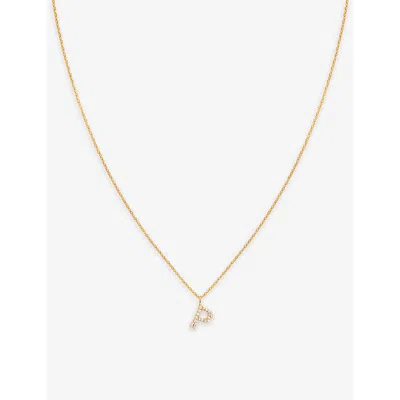 Astrid & Miyu Initial P 18ct Yellow Gold-plated Recycled Sterling-silver And Cubic Zirconia Pendant Necklace