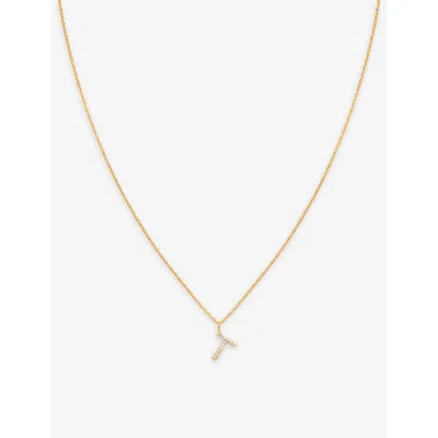 Astrid & Miyu Initial P 18ct Yellow Gold-plated Recycled Sterling-silver And Cubic Zirconia Pendant Necklace In 18ct Gold