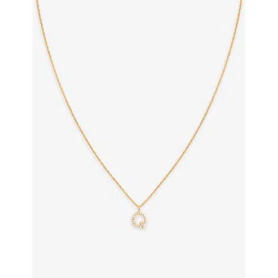 Astrid & Miyu Initial Q 18ct Yellow Gold-plated Recycled Sterling-silver And Cubic Zirconia Pendant Necklace In 18ct Gold