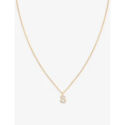 Astrid & Miyu Initial S 18ct Yellow Gold-plated Recycled Sterling-silver And Cubic Zirconia Pendant Necklace In 18ct Gold