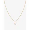 ASTRID & MIYU ASTRID & MIYU WOMEN'S 18CT GOLD INITIAL U 18CT YELLOW GOLD-PLATED RECYCLED STERLING-SILVER AND CUBIC