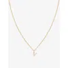 Astrid & Miyu Initial V 18ct Yellow Gold-plated Recycled Sterling-silver And Cubic Zirconia Pendant Necklace In 18ct Gold