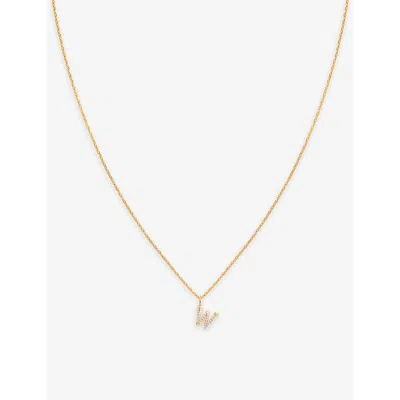 Astrid & Miyu Initial W 18ct Yellow Gold-plated Recycled Sterling-silver And Cubic Zirconia Pendant Necklace