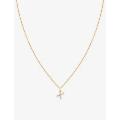 Astrid & Miyu Initial X 18ct Yellow Gold-plated Recycled Sterling-silver And Cubic Zirconia Pendant Necklace