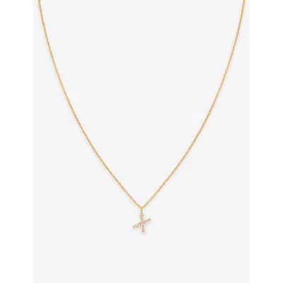 Astrid & Miyu Initial X 18ct Yellow Gold-plated Recycled Sterling-silver And Cubic Zirconia Pendant Necklace In 18ct Gold