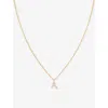 Astrid & Miyu Letter A 18ct Yellow Gold-plated Recycled Sterling-silver And Cubic Zirconia Pendant Necklace In 18ct Gold