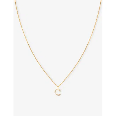 Astrid & Miyu Letter C 18ct Yellow Gold-plated Recycled Sterling-silver And Cubic Zirconia Pendant Necklace In 18ct Gold